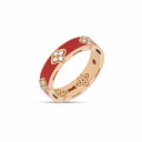 Belle Vante Love in Verona Ring in 18kt Yellow Gold with Coral Ceramic Enamel and Diamonds