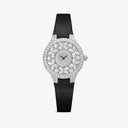 Belle Vante Classic Butterfly Diamond Watch White Gold Black Satin Strap
