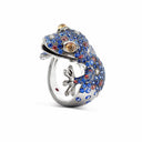 Belle Vante Lizard Ring in 18k Black Gold with Sapphires and Garnet and Diamonds