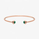 Belle Vante Medium Rose Gold Malachite Open Bangle Bracelet