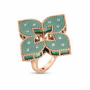 Belle Vante Venetian Princess Ring in 18k Rose Gold with Diamonds and Green Titanium