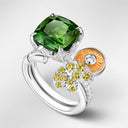 Belle Vante Cocktail Minty Zest Ring Rhodium White Gold Tourmaline Spessartite Diamond