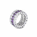 Belle Vante Circle of Life Ring in 18k White and Burnished Gold with Diamonds and Pink Sapphires