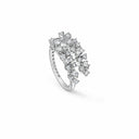 Belle Vante White Gold Bypass Ring with Double-Row Diamond Clusters
