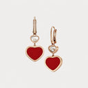Happy Hearts Earrings Belle Vante Ethical Rose Gold Diamonds Red Stone