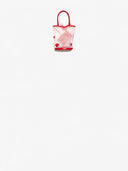Belle Vante Large Bucket Bag Embroidered Mesh & Calfskin Transparent & Red