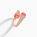 Belle Vante Cleo Diamond Midi Ring Rose Gold Pink Coral
