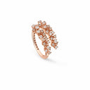 Belle Vante Pink Gold Bypass Ring with Double-Row Diamond Clusters