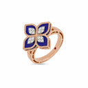 Belle Vante Princess Flower Ring in 18k Rose Gold with Diamonds and Lapis