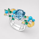 Belle Vante Medium White Gold Diamond Aquamarine Turquoise Cocktail Ring
