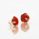 Belle Vante Petit Joli Stud Earrings in 18k Rose Gold with Carnelian and Diamonds
