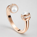Belle Vante Medium Possession Open Ring 18K Rose Gold Mother-of-Pearl Diamond