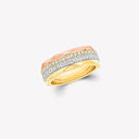 Belle Vante Four-Row Layered Diamond Ring Rose White and Yellow Gold