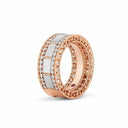 Belle Vante Art Deco Ring in 18k Rose Gold with Mother of Pearl and Diamonds