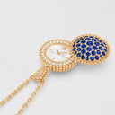 Belle Vante Perlée Secret Pendant Watch in 18K Yellow Gold with Diamonds and Sapphires