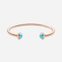 Belle Vante Medium Rose Gold Diamond Turquoise Open Bangle Bracelet