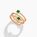 Belle Vante Cleo Lotus Twist Ring Rose Gold Green Agate