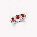 Belle Vante Emerald Cut Ruby and Diamond Wedding Band