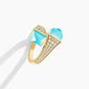 Belle Vante Cleo Diamond Ring Yellow Gold Sea Blue Chalcedony