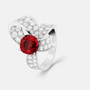 Belle Vante Boucle Solitaire Ring in Platinum with Ruby and Diamonds