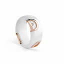 Belle Vante White Ceramic Pink Gold and Diamond Ring