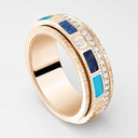 Belle Vante Medium Rose Gold Diamond Turquoise Sodalite Dumortierite Ring