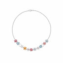 Belle Vante Pink White and Yellow Gold and Multi-Gemstone Necklace 1.15 Carats