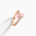 Belle Vante Cleo Diamond Slim Ring Rose Gold Pink Quartzite