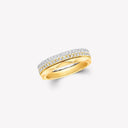 Belle Vante Signature Three-Row Diamond Ring Yellow and White Gold