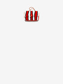 Belle Vante Maxi Flap Bag Raffia & Gold-Tone Metal Orange, White & Black