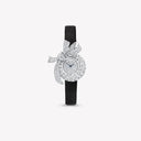 Belle Vante Diamond Watch with White Gold Case and Black Satin Strap