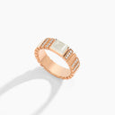 Belle Vante Cleo 2 Link Diamond Ring Rose Gold White Agate