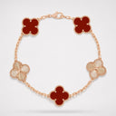 Belle Vante Vintage Alhambra 5 Motifs Bracelet in 18K Rose Gold with Carnelian