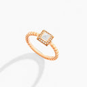 Belle Vante Cleo Lotus Pavé Ring Rose Gold White Agate