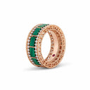 Belle Vante Art Deco Ring in 18k Rose Gold with Malachite and Diamonds