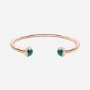 Belle Vante Medium Rose Gold Malachite Diamond Open Bangle Bracelet