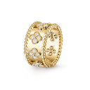 Perlée Clovers Medium Ring in 18K Yellow Gold with Diamond