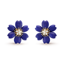 Rose de Noël Earrings Small Model in 18K Yellow Gold with Lapis Lazuli and Diamonds