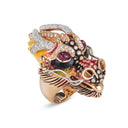 Dragon Limited Edition Ring in 18k Rose and White Gold with Enamel, Diamonds and Rubies