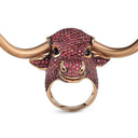 Ox Limited Edition Ring in 18kt Rose Gold with Orange Sapphires and Onyx