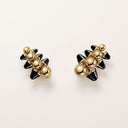 Belle Vante Clash Extra-Large Asymmetrical Gold Onyx Earrings