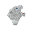Siberian Tigers Limited Edition Ring in 18k White Gold with Diamonds, Pink Sapphires and Enamel
