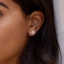 Tip-Top Diamond Stud Earrings White Gold Sea Blue Chalcedony