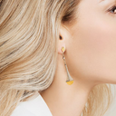 Cleo Rev Diamond Long Drop Earrings Rose Gold Green Agate