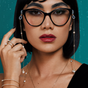 Cleo Convertible Long Necklace Eye Glass Chain Yellow Gold Turquoise