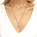 Cleo Rev Midi Full Diamond Pendant Necklace Rose Gold Diamond