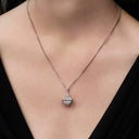 Cleo Rev Midi Full Diamond Pendant Necklace Rose Gold Diamond