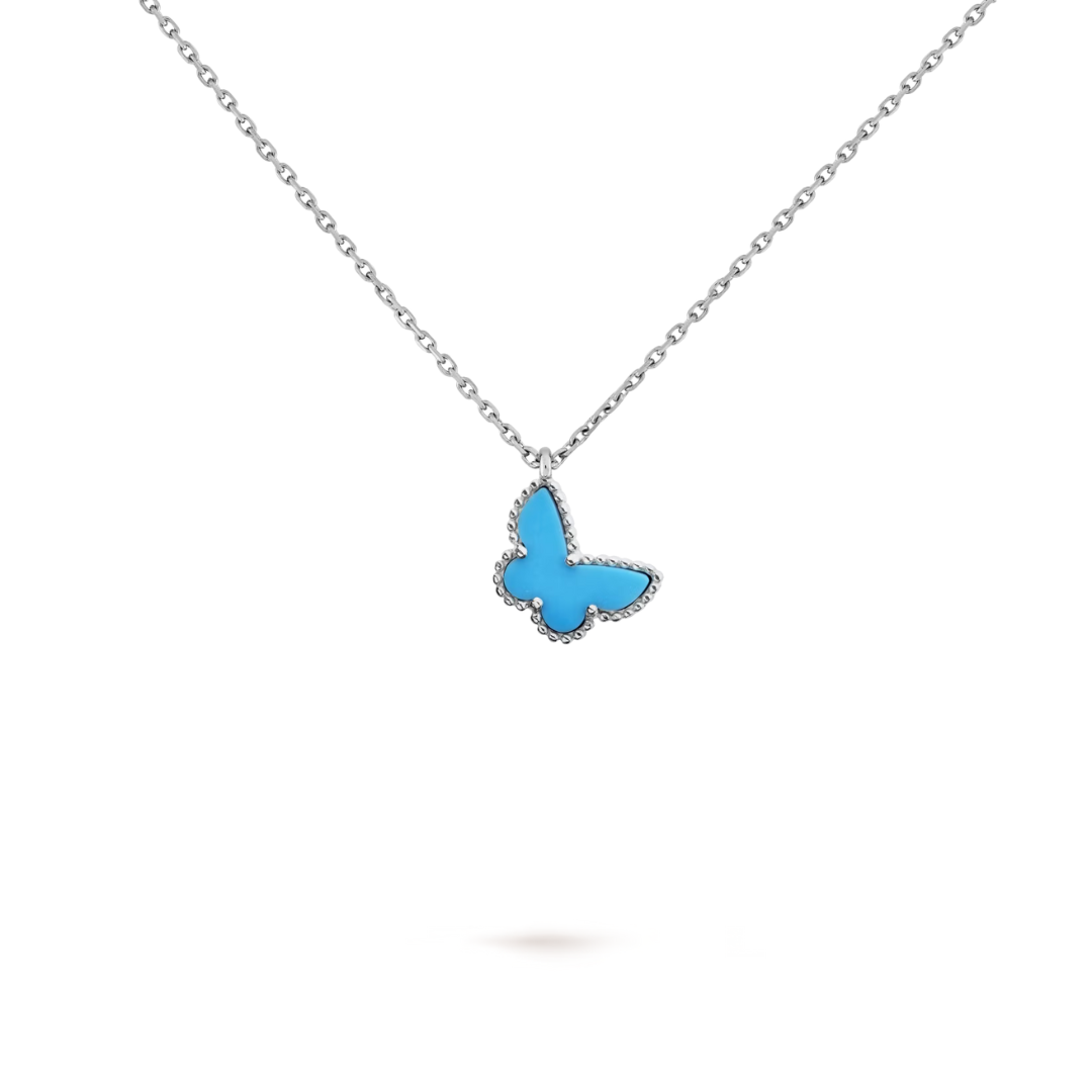 Belle Vante Butterfly Pendant Turquoise 18K White Gold