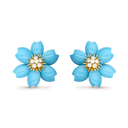 Rose de Noël Small Earrings in 18K Yellow Gold with Diamonds and Turquoise