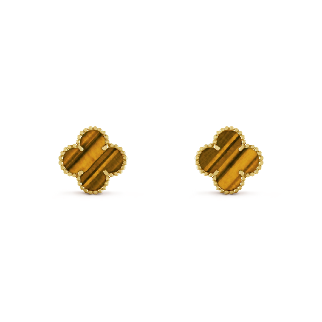 Belle Vante Earrings Tiger Eye 18K Yellow Gold